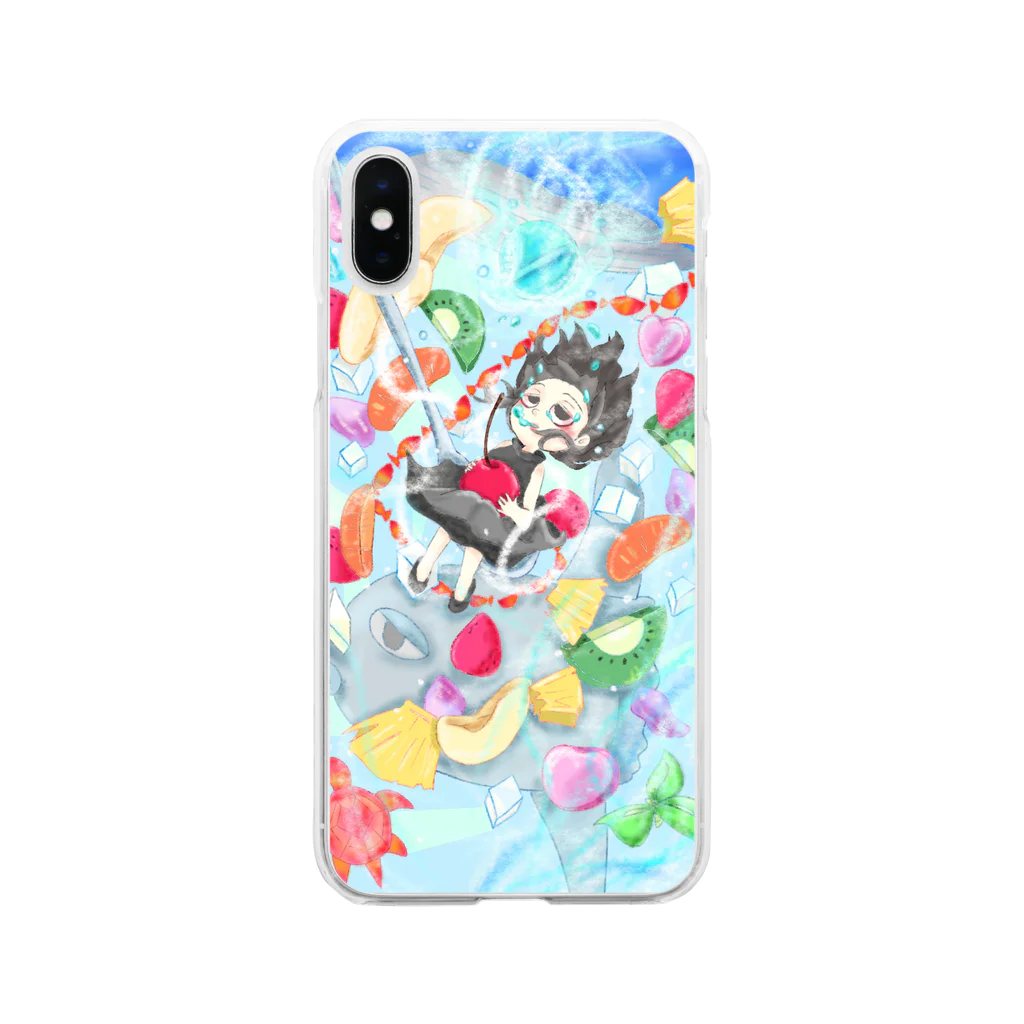 宇宙猫(soraneko)のフルーツポンチに溺れたい Soft Clear Smartphone Case