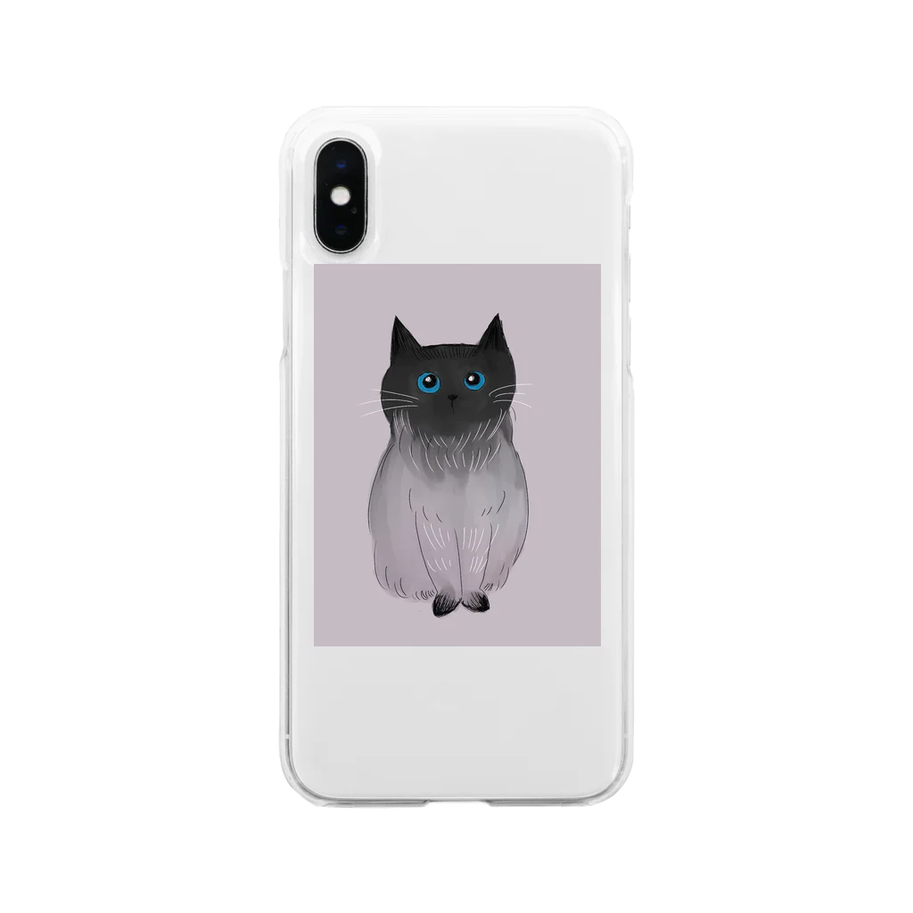 お花屋さんの夜の猫 Soft Clear Smartphone Case