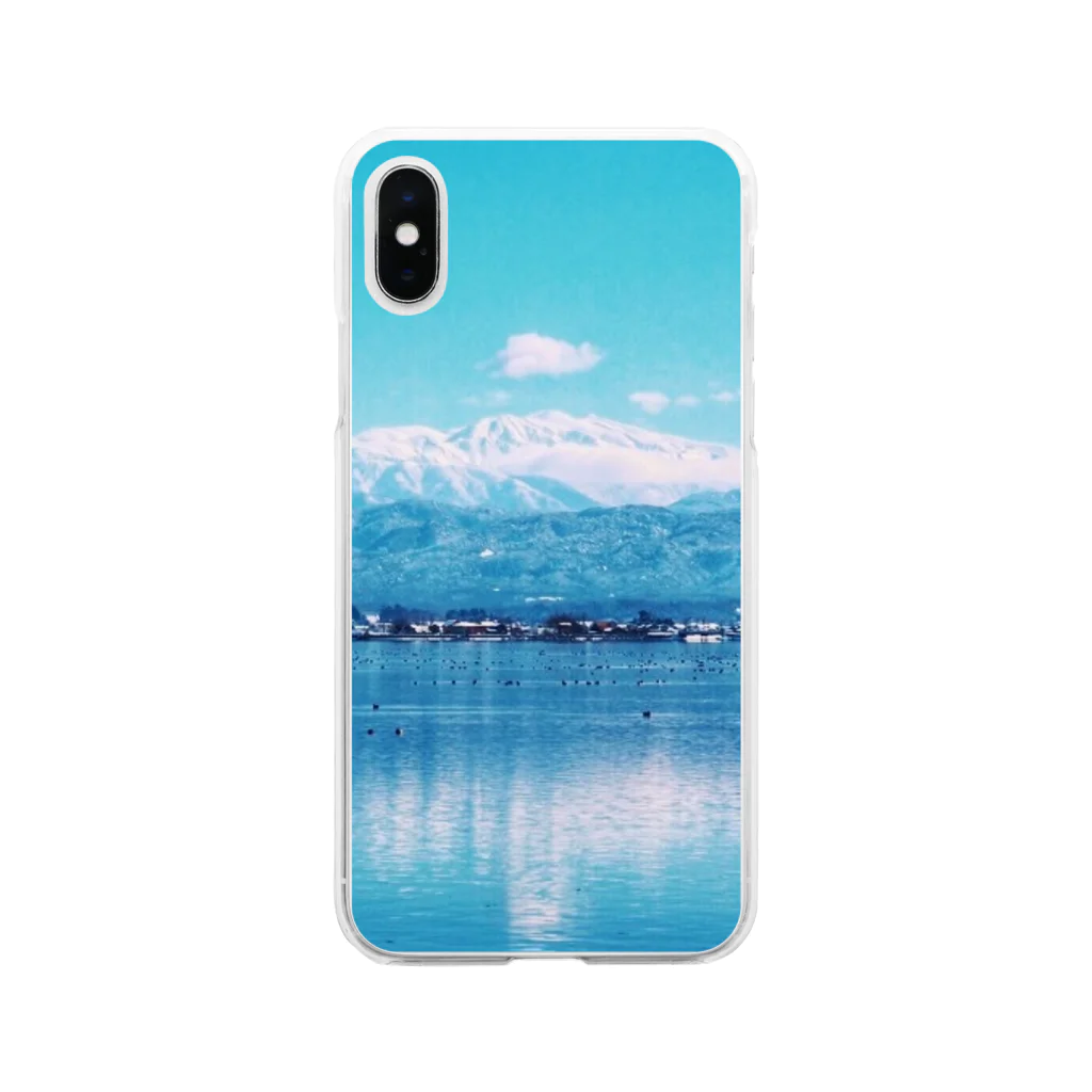 青空市場の柴山潟白山グッズ Soft Clear Smartphone Case