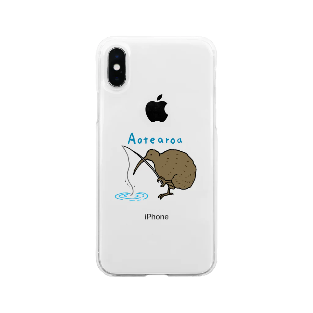 Aotearoa.nzの釣りを楽しむキウイバード Soft Clear Smartphone Case