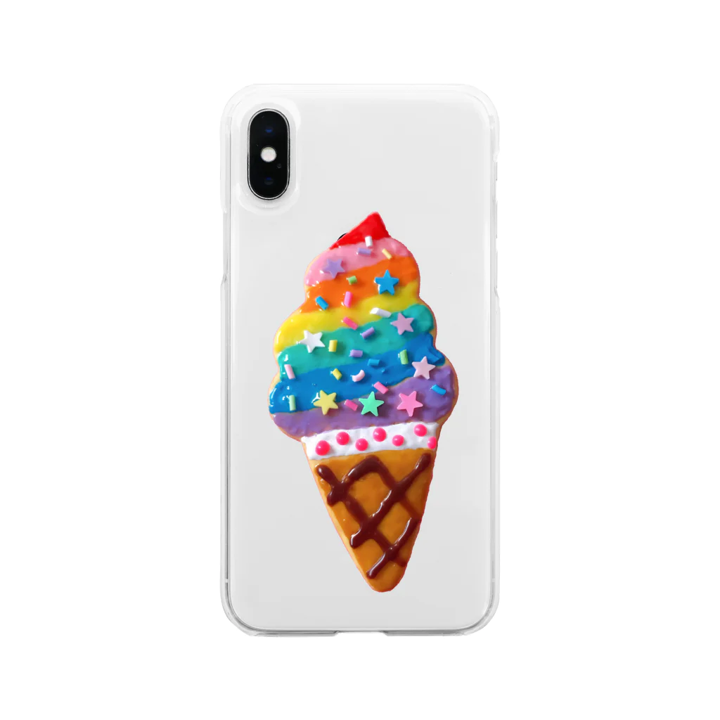 RAINBOW SPRINKLESのレインボースプリンクルソフトクリーム Soft Clear Smartphone Case