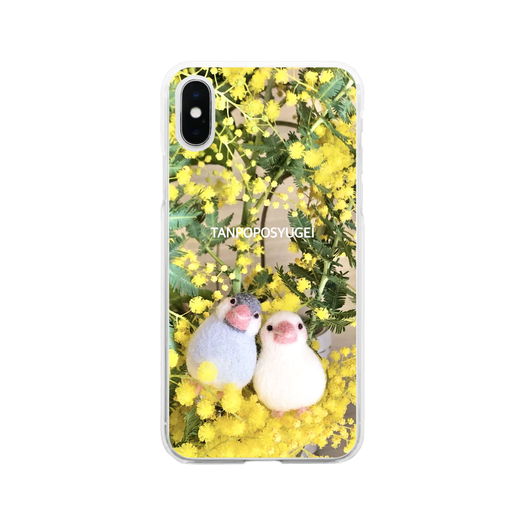 たんぽぽ手芸のなかよし文鳥 Soft Clear Smartphone Case