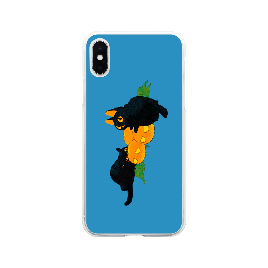ふじひとの猫黒かぼちゃ Soft Clear Smartphone Case