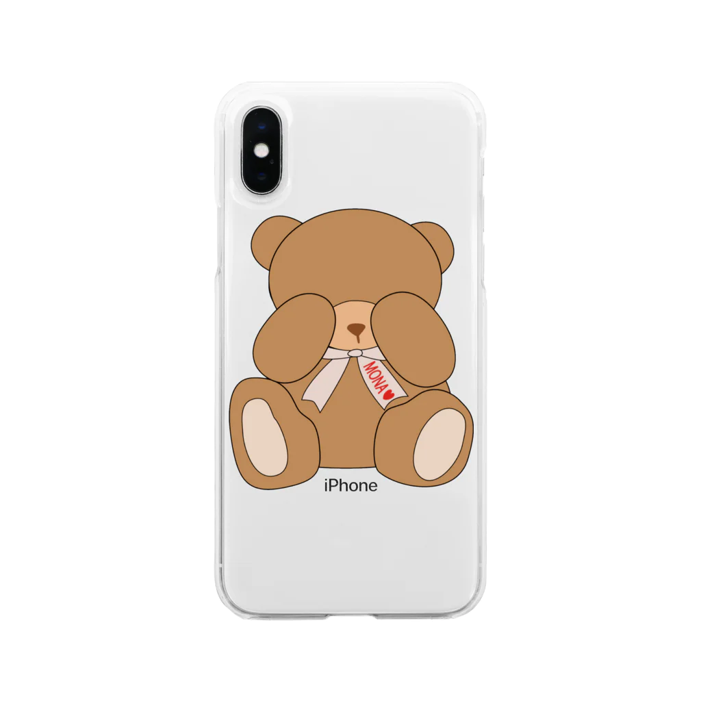 monaのシャイなクマ Soft Clear Smartphone Case