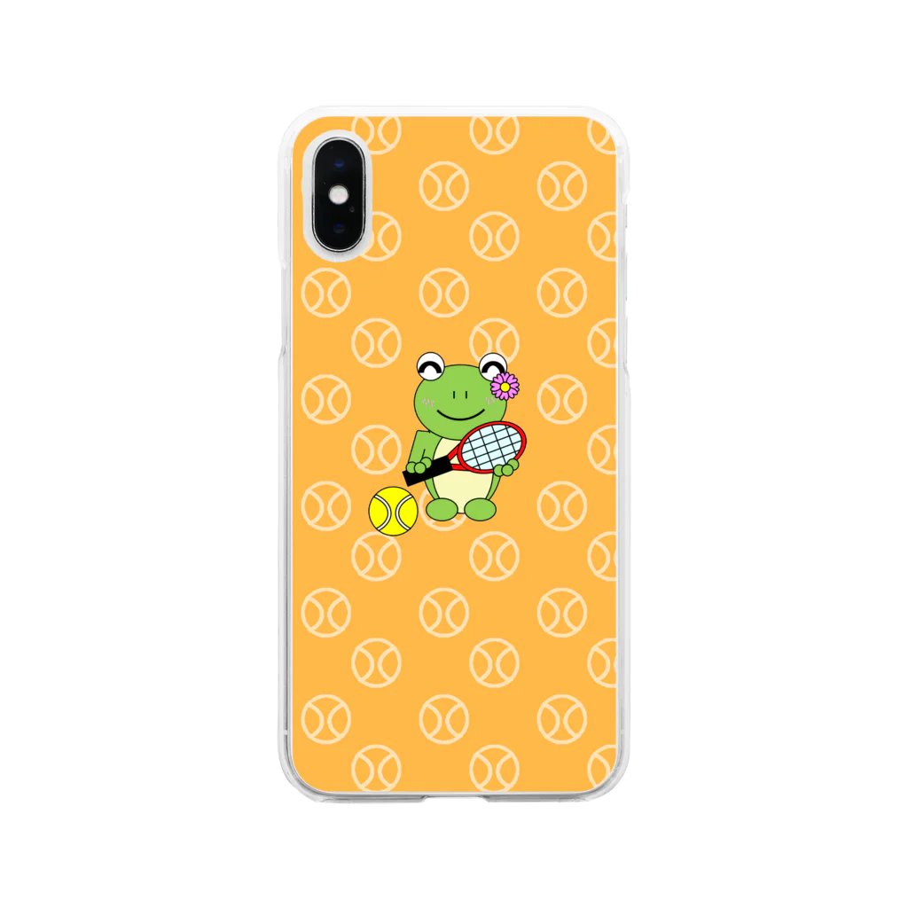 🐸かえるさんと仲間たち🐸のテニス×かえるさん Soft Clear Smartphone Case