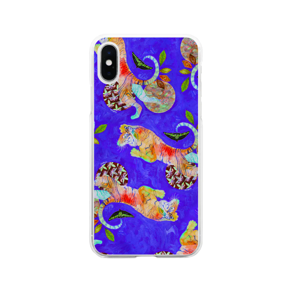 made blueのSumatra-Chocolate-Tiger design Soft Clear Smartphone Case