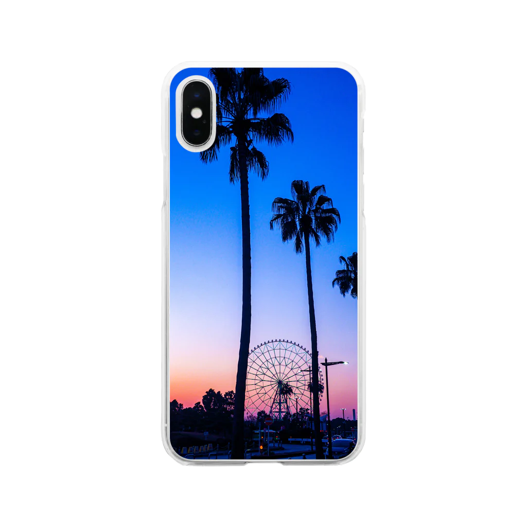 taka_1026のマジックアワーにヤシの木🌴 Soft Clear Smartphone Case