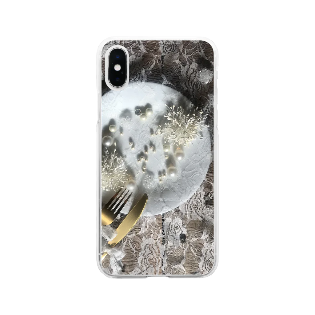 CROWのレースとパール Soft Clear Smartphone Case