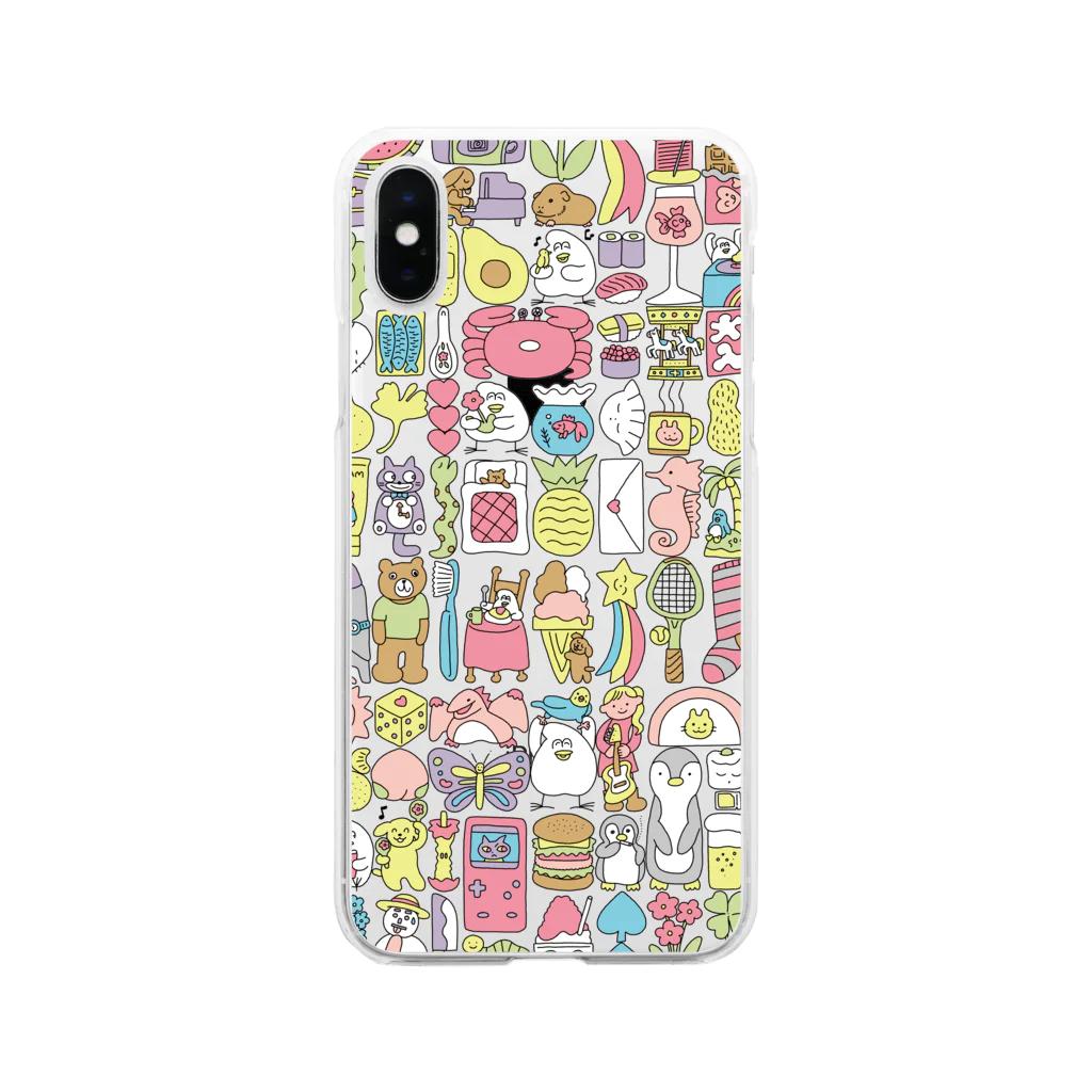 mugny shopのぎゅうぎゅう(パステルカラー) Soft Clear Smartphone Case