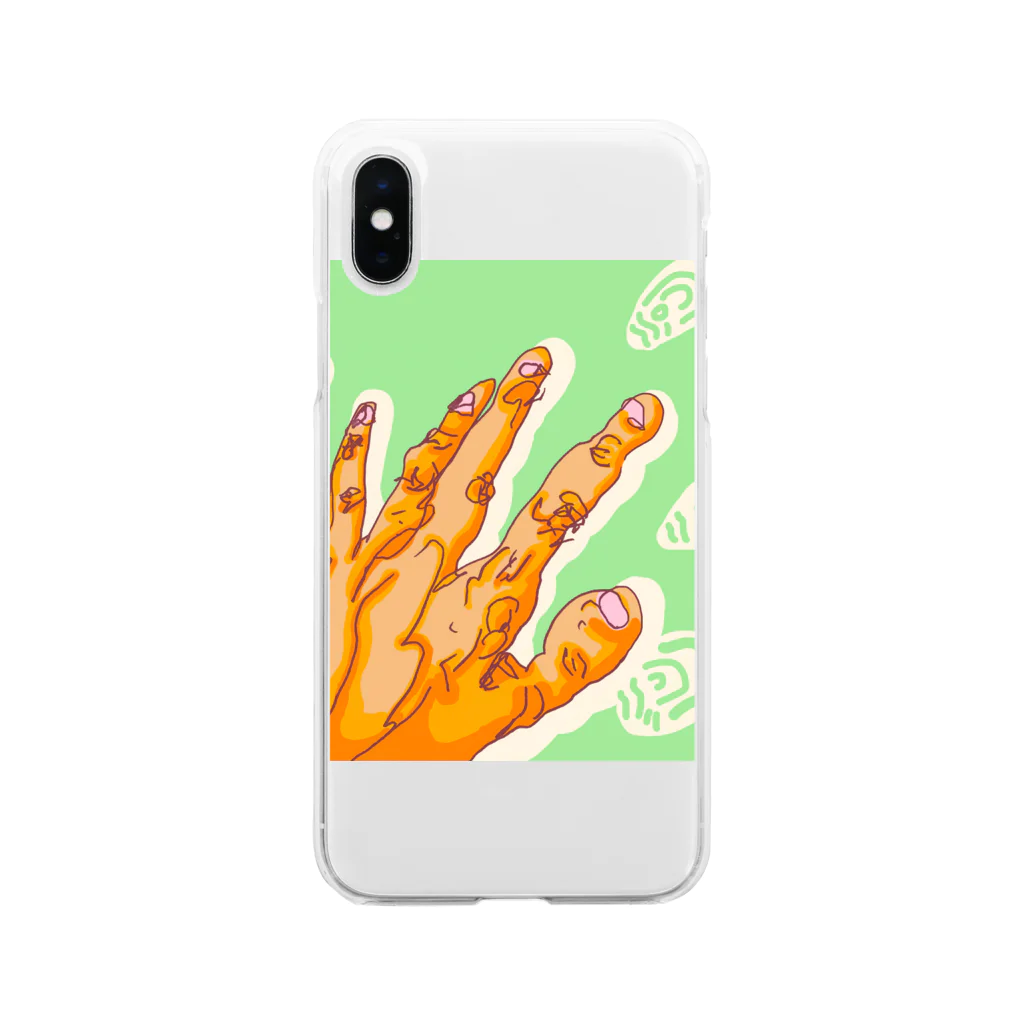 なめ潟もくじのハンカチ屋のハンド　The hand Soft Clear Smartphone Case