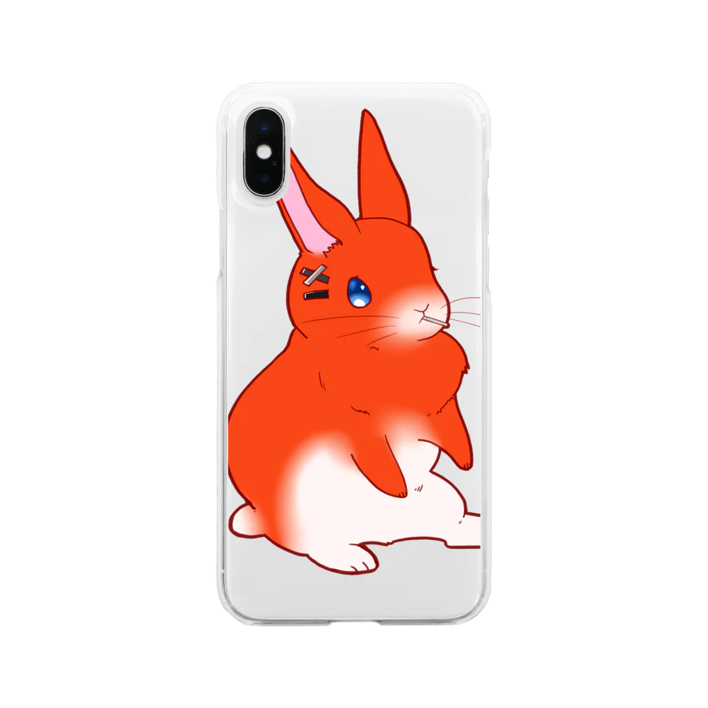 朱色 兎角🍁🐰のうさ兎角 Soft Clear Smartphone Case