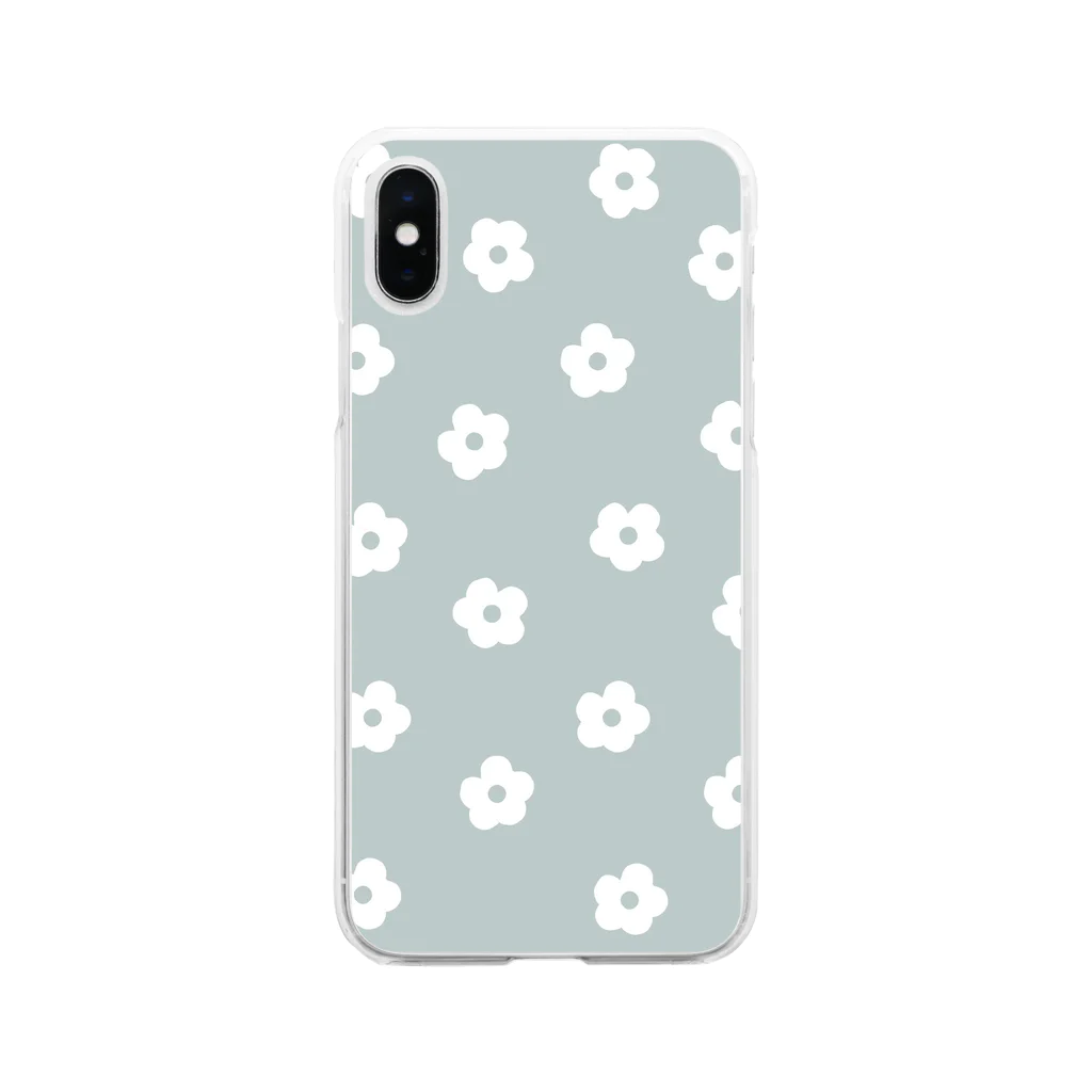 element88の花柄/グリーン Soft Clear Smartphone Case