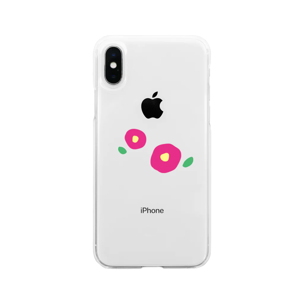 kozukuzukzの椿（濃ピンクふたつ） Soft Clear Smartphone Case