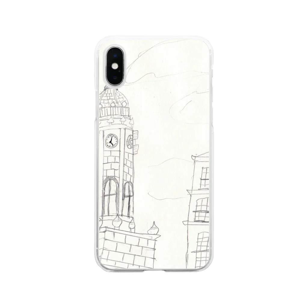 ホームタウンスター　Hometown Star の時計塔のある街 City with a clock tower in Ireland Soft Clear Smartphone Case