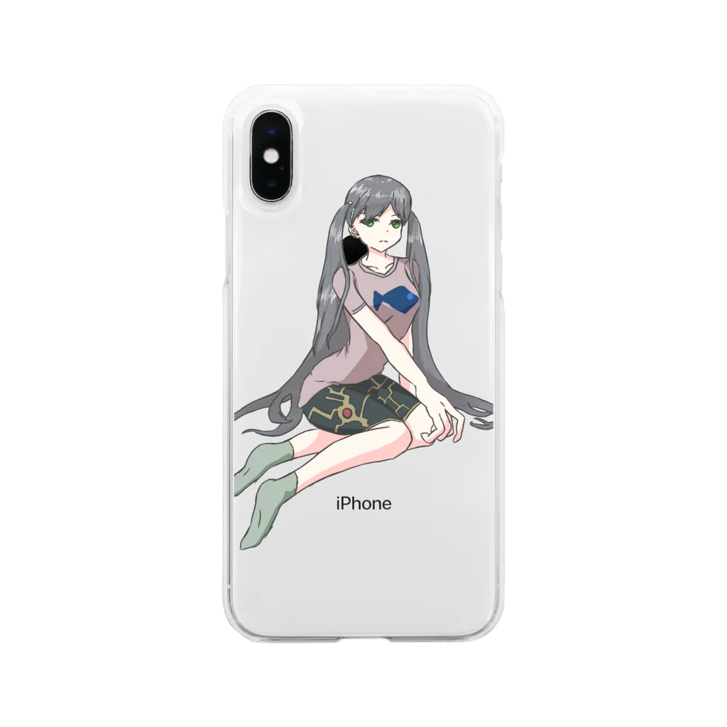 cat_beardのツインテの少女 Soft Clear Smartphone Case