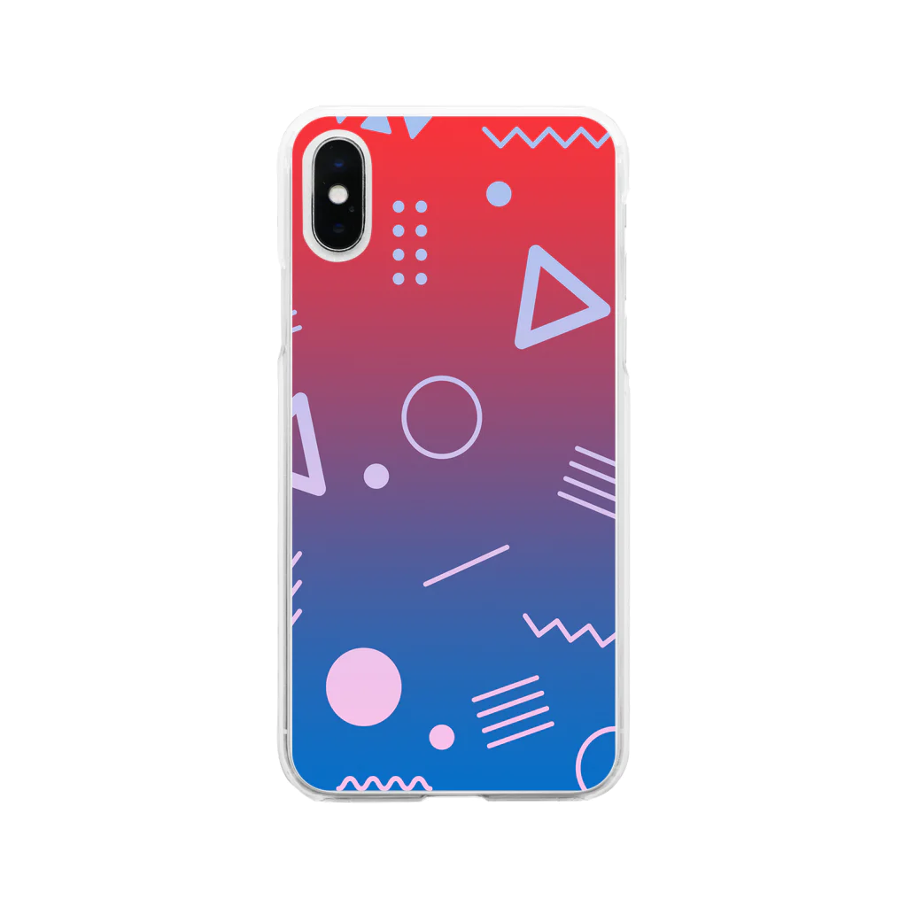 SANKAKU DESIGN STOREの懐かしくて、新しい。 赤青/B Soft Clear Smartphone Case