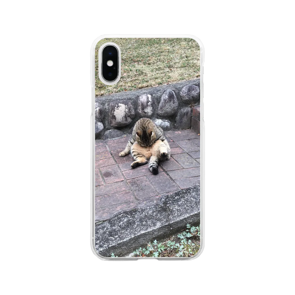 marishiの二つ折り猫 Soft Clear Smartphone Case