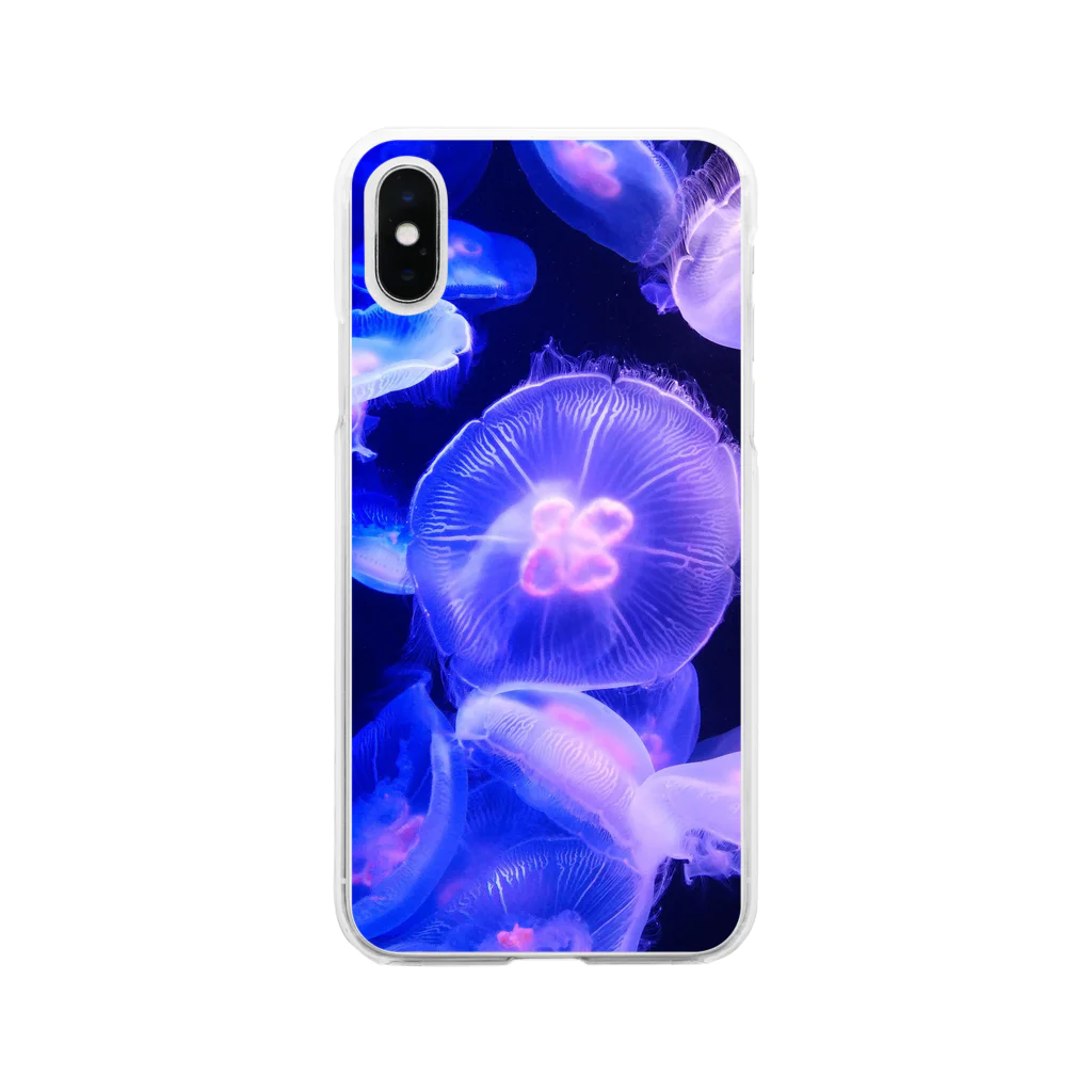 日常トリップの夜に咲くクラゲ Soft Clear Smartphone Case