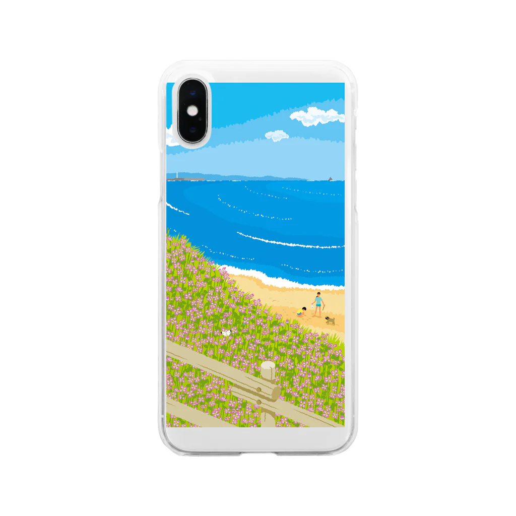 湘南デザイン室：ネギシシゲノリの湘南ランドスケープ08:海辺のハマダイコン Soft Clear Smartphone Case