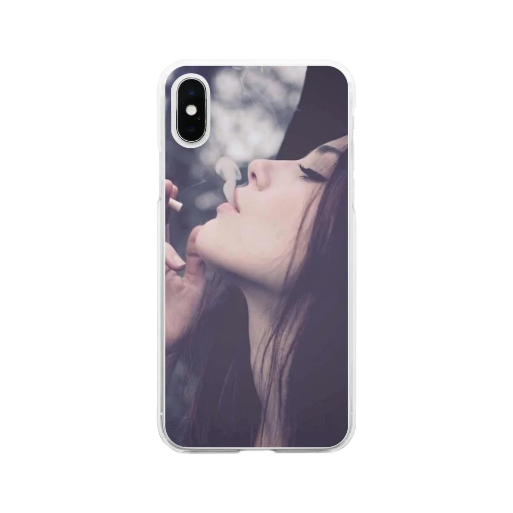 akiのCigarette Soft Clear Smartphone Case