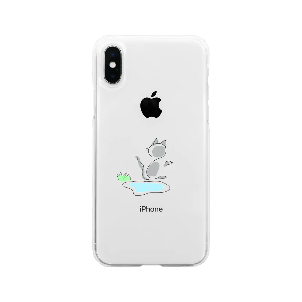 片目くんの猫ぼっち Soft Clear Smartphone Case