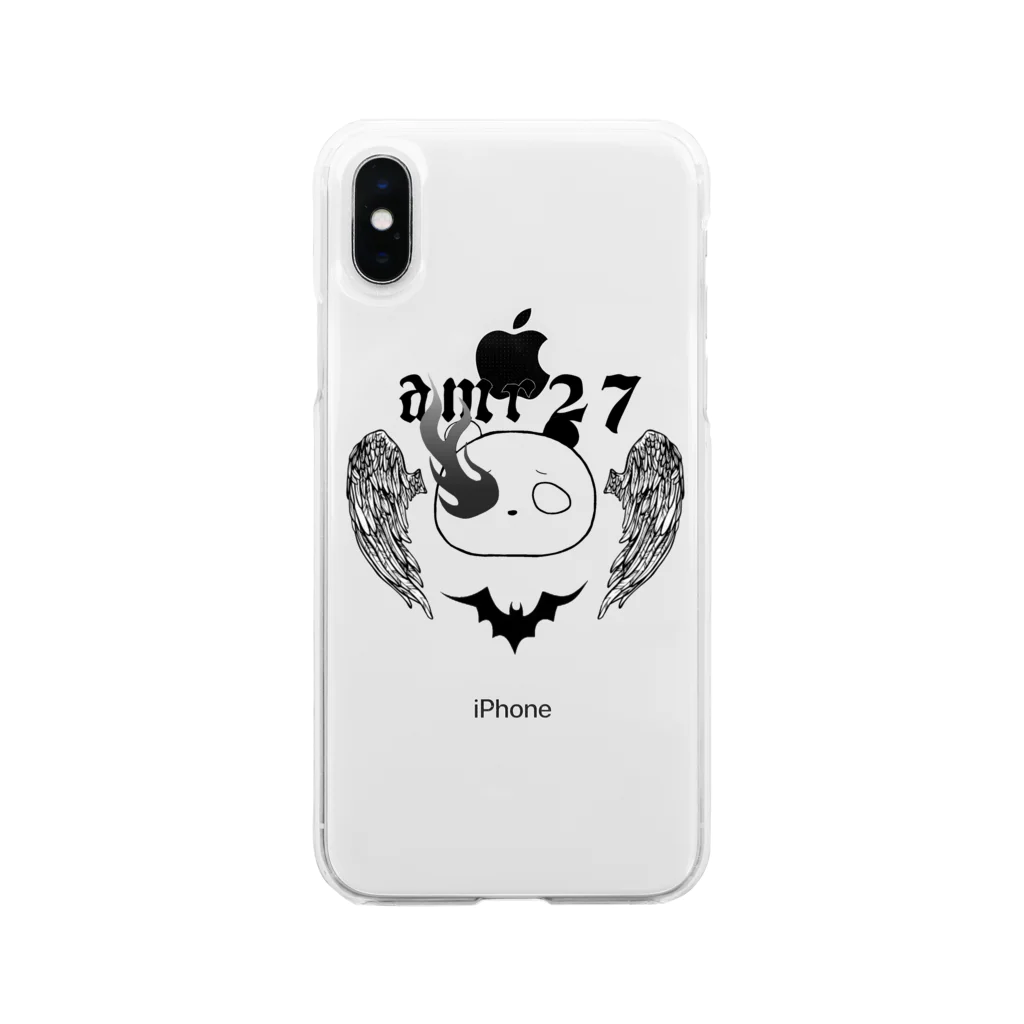 甘莉にな🐼☯️のamr27_panda_logo Soft Clear Smartphone Case
