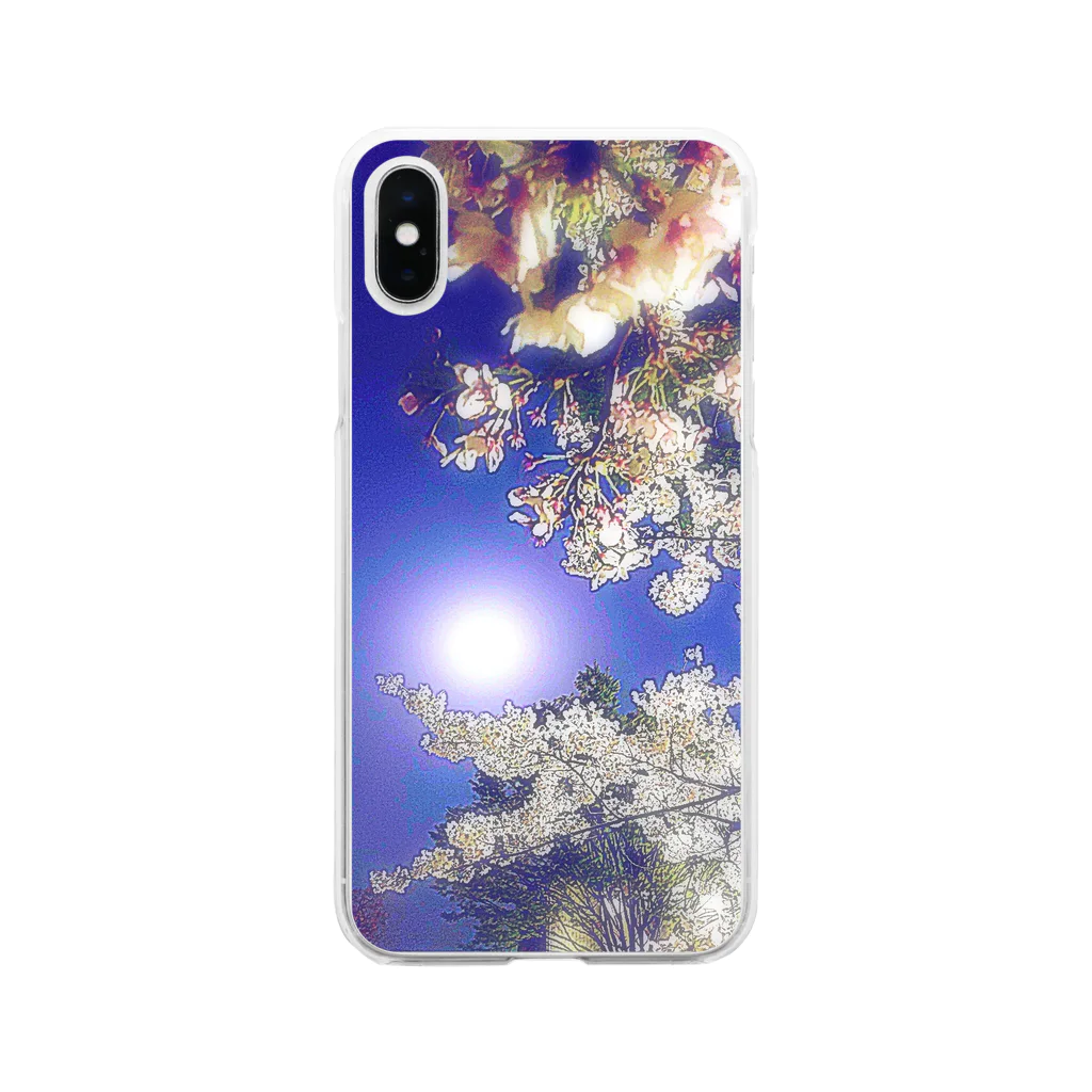 マロマロの桜と月 Soft Clear Smartphone Case