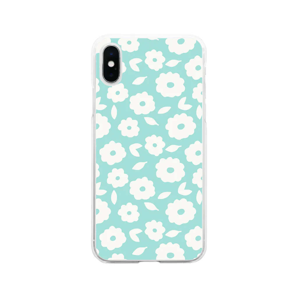 SANKAKU DESIGN STOREのやさしくふんわか北欧のお花。 SKY/単 Soft Clear Smartphone Case