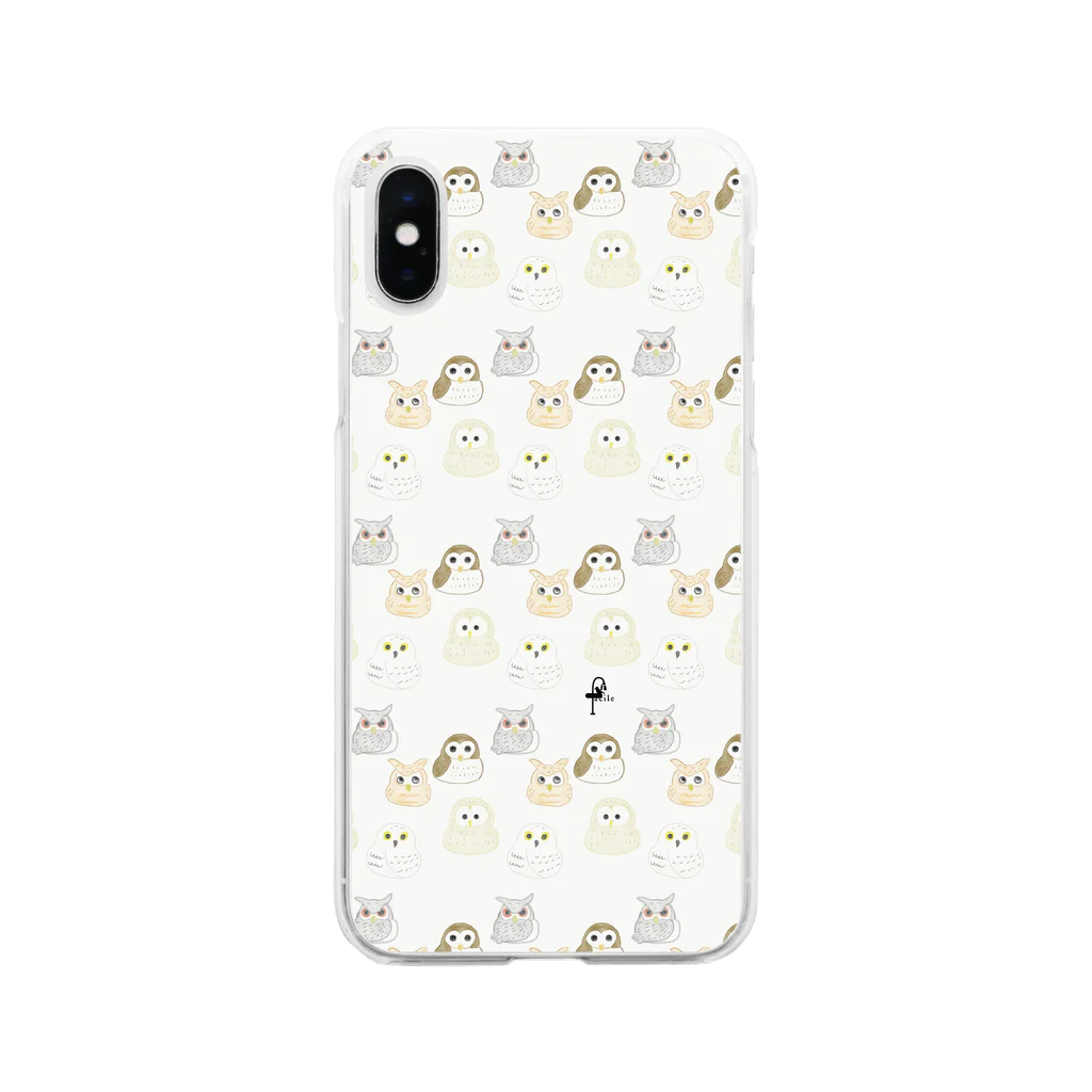 文鳥うさぎ猫とりTシャツスマホケース-facileのふくろうラッシュ　スマホケース Soft Clear Smartphone Case