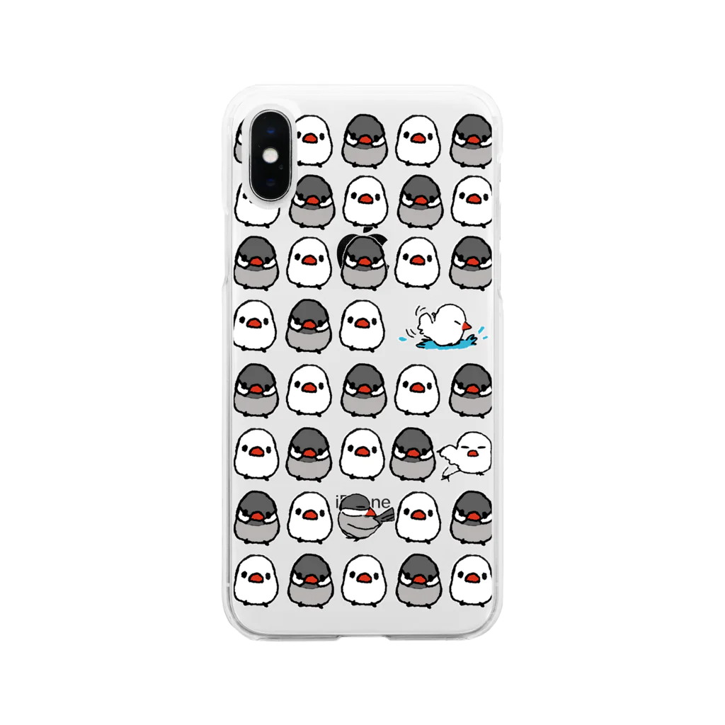 文鳥うさぎ猫とりTシャツスマホケース-facileの文鳥ラッシュ　スマホケース  ハードケース ソフトクリアスマホケース