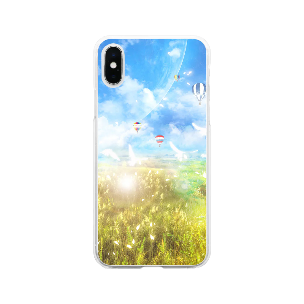 虹屋の虹屋-気球の草原 Soft Clear Smartphone Case