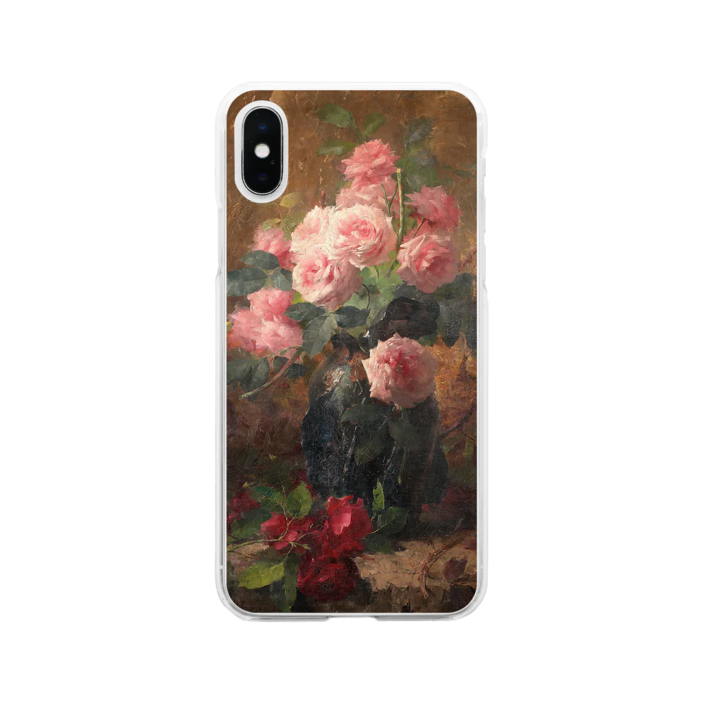 花名画アートグッズのフランス・モルテルマン《バラの静物》 Soft Clear Smartphone Case