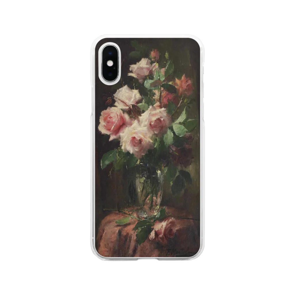 花名画アートグッズのフランス・モルテルマン《ピンクのバラのブーケ》 Soft Clear Smartphone Case