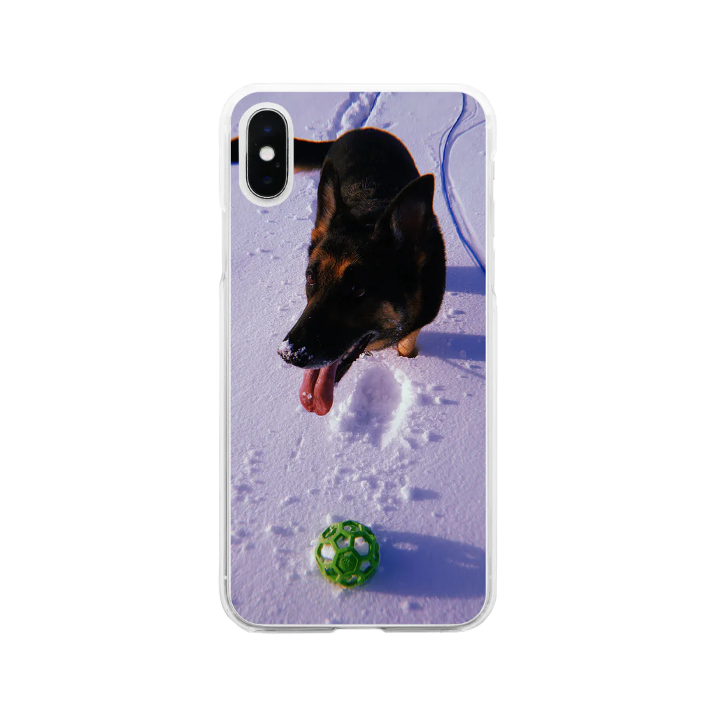 狂気のいぬ屋さんの雪と玩具と犬 Soft Clear Smartphone Case