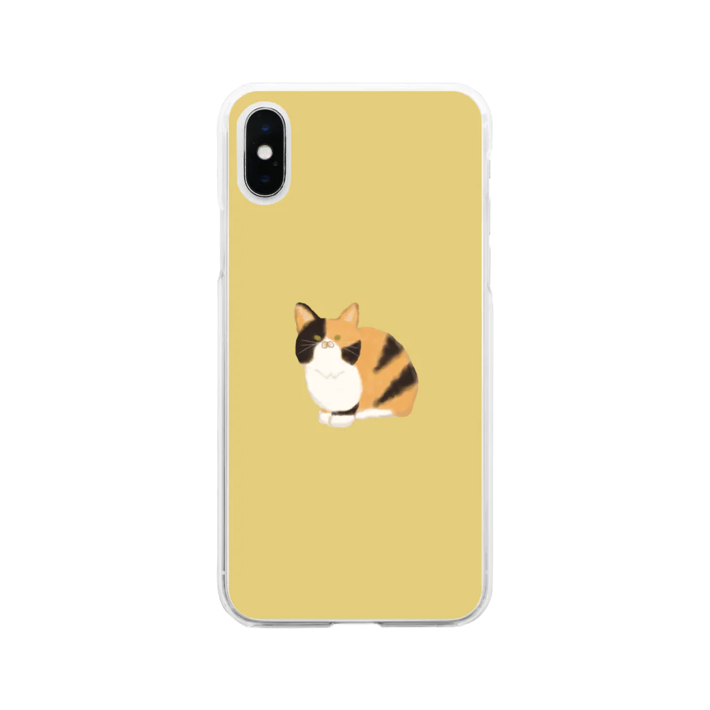 モナミモザのハチワレ三毛猫 Soft Clear Smartphone Case