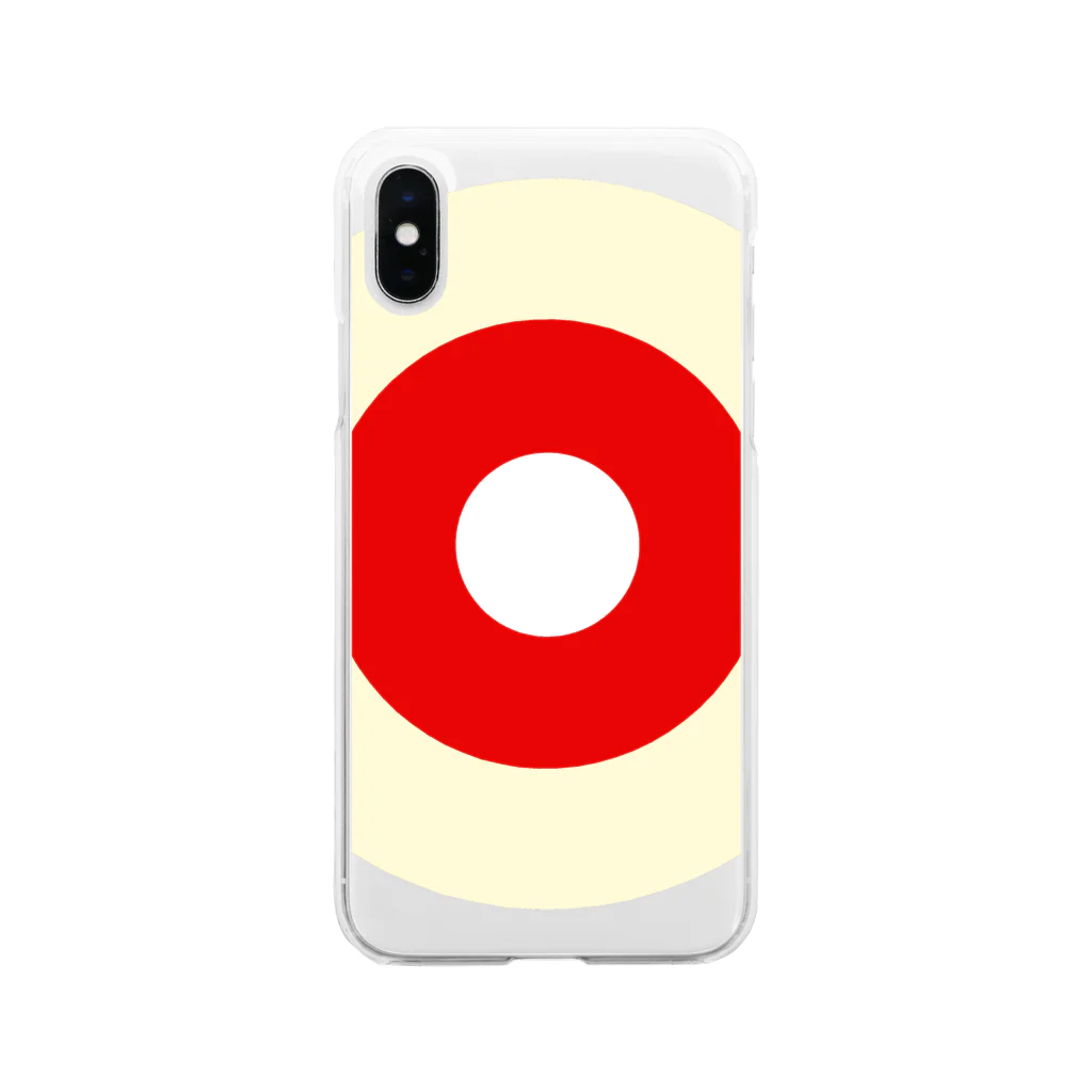 CORONET70のサークルa・クリーム・赤・白 Soft Clear Smartphone Case