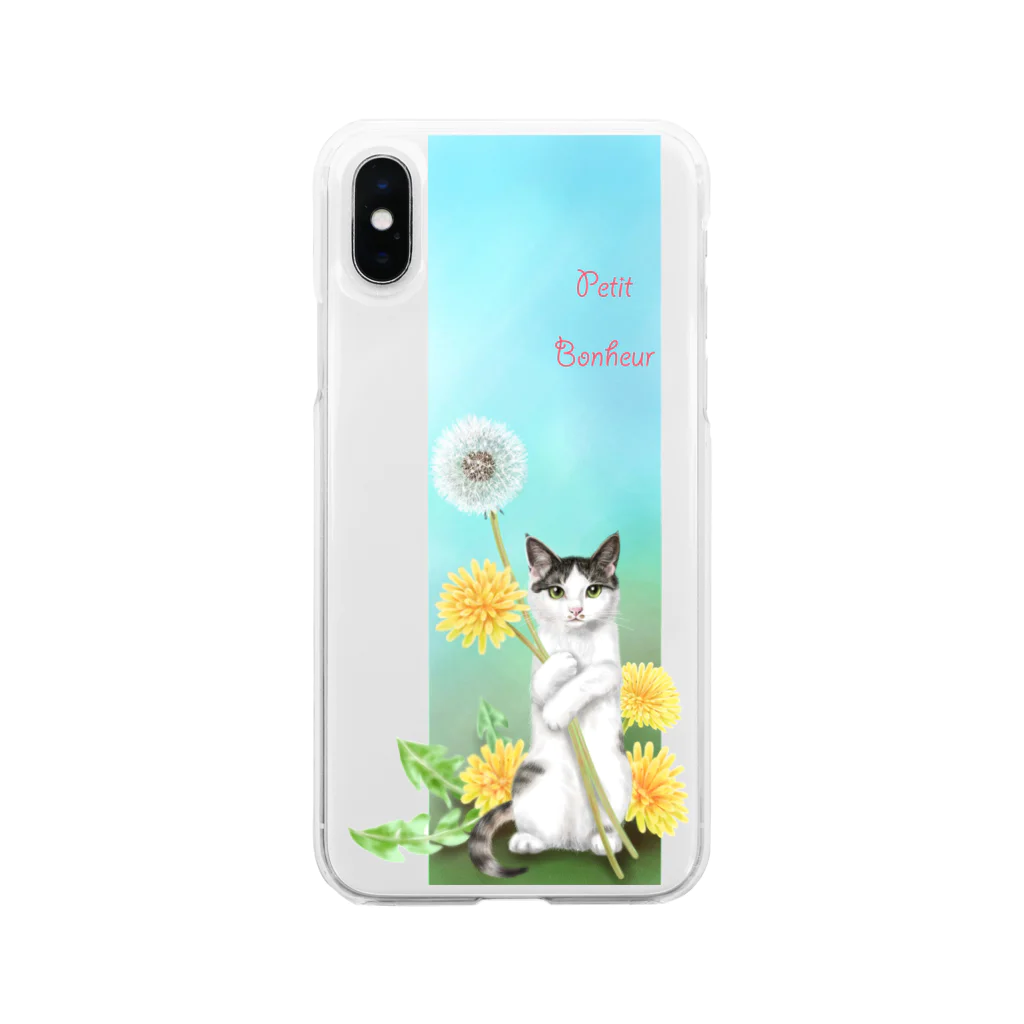 Ａｔｅｌｉｅｒ　Ｈｅｕｒｅｕｘのタンポポとサバトラ子猫② Soft Clear Smartphone Case