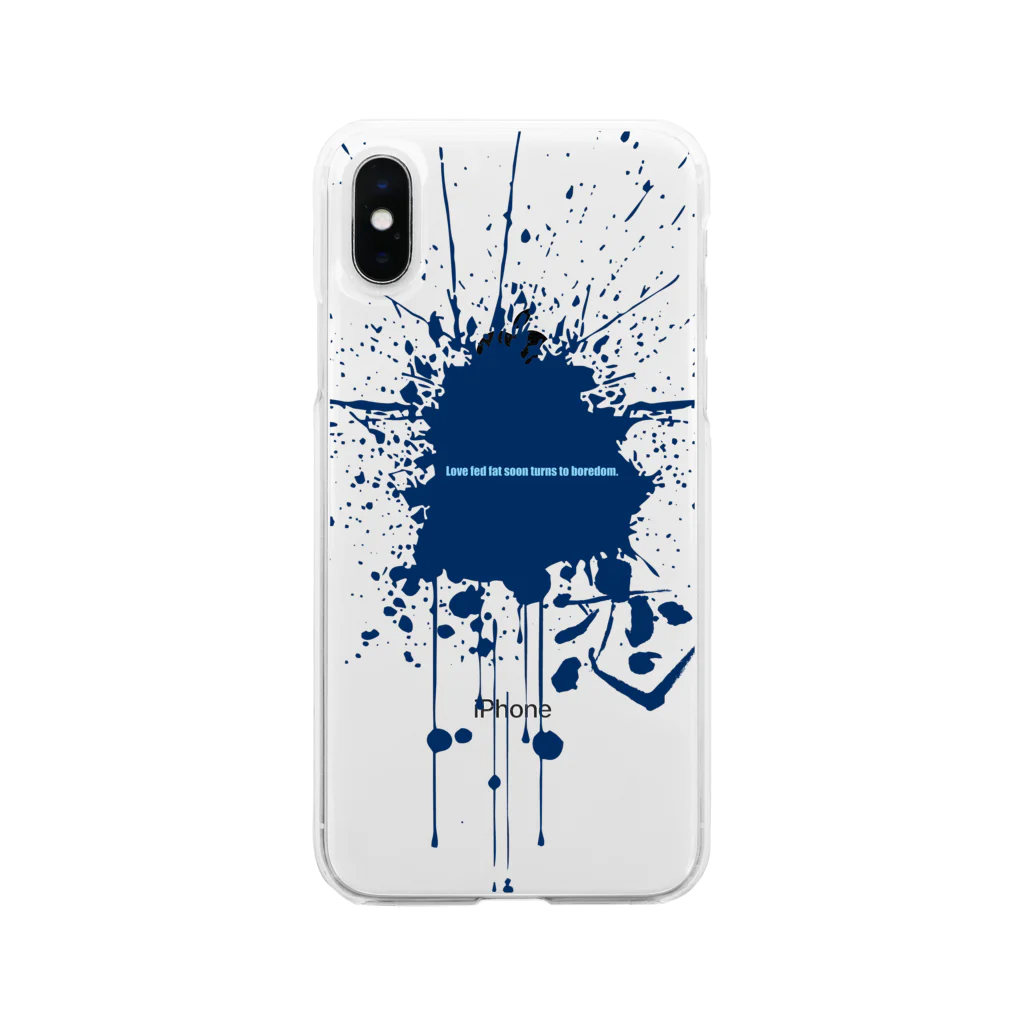 MOPIE GAME -ムーピーゲーム-のTシャツ-恋-Love fed fat soon turns to boredom. Soft Clear Smartphone Case