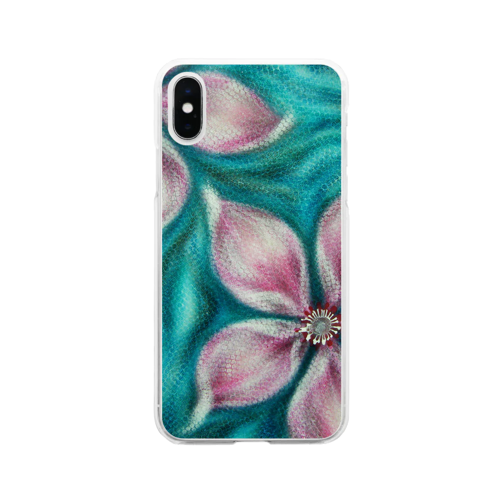 C_Colorsのモザイク：　花 Soft Clear Smartphone Case