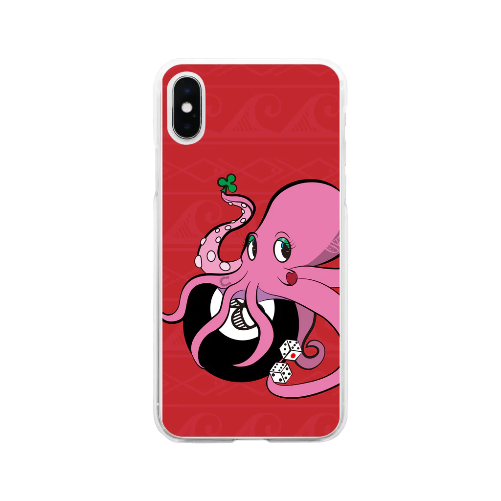 FunnyStinkyDesign co.のOcto_luck Soft Clear Smartphone Case