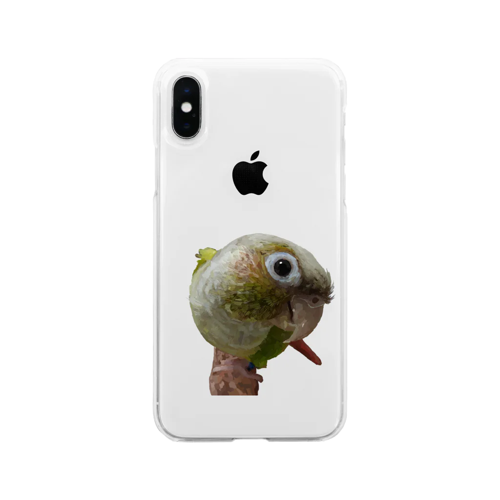 富士fuji【鳥のいる生活】のレイ　覗き込み Soft Clear Smartphone Case