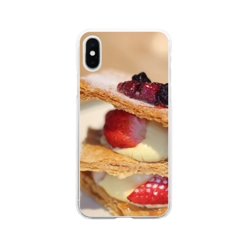 Honey.coのイチゴミルフィーユ Soft Clear Smartphone Case