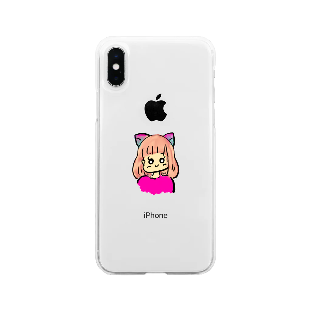 わかかの猫女の子 Soft Clear Smartphone Case