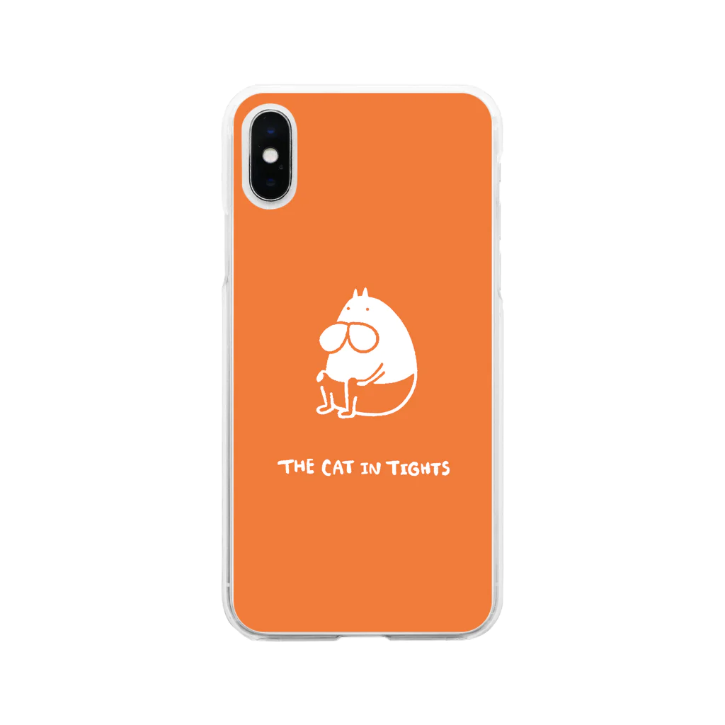 くらきち ONLINE SHOPのねこタイツ おすわり オレンジ Soft Clear Smartphone Case