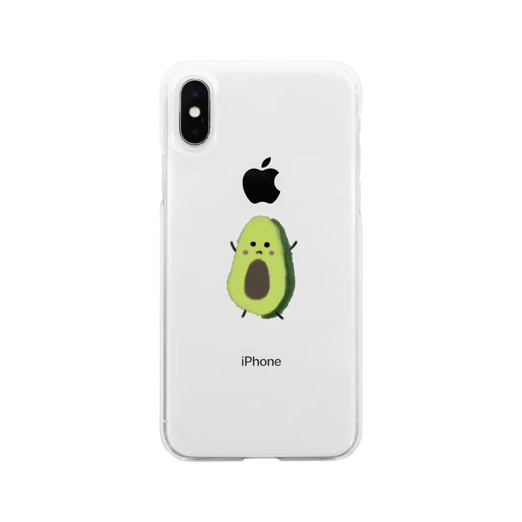 𝙪 𝙠 𝙖 🥑のふわふわのアボカドちゃん ソフトクリアスマホケース