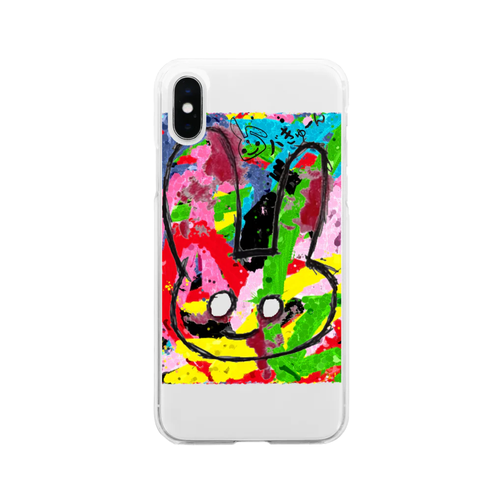 zombie6824のバきゅーんウサギ落書きバージョン Soft Clear Smartphone Case