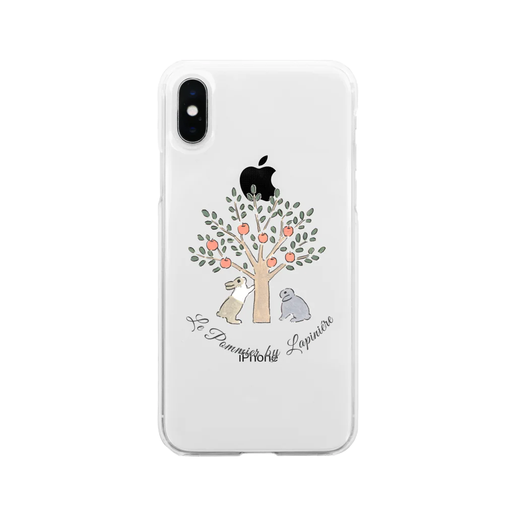 lapiniere ラピニエールのリンゴの木とうさぎさん Soft Clear Smartphone Case