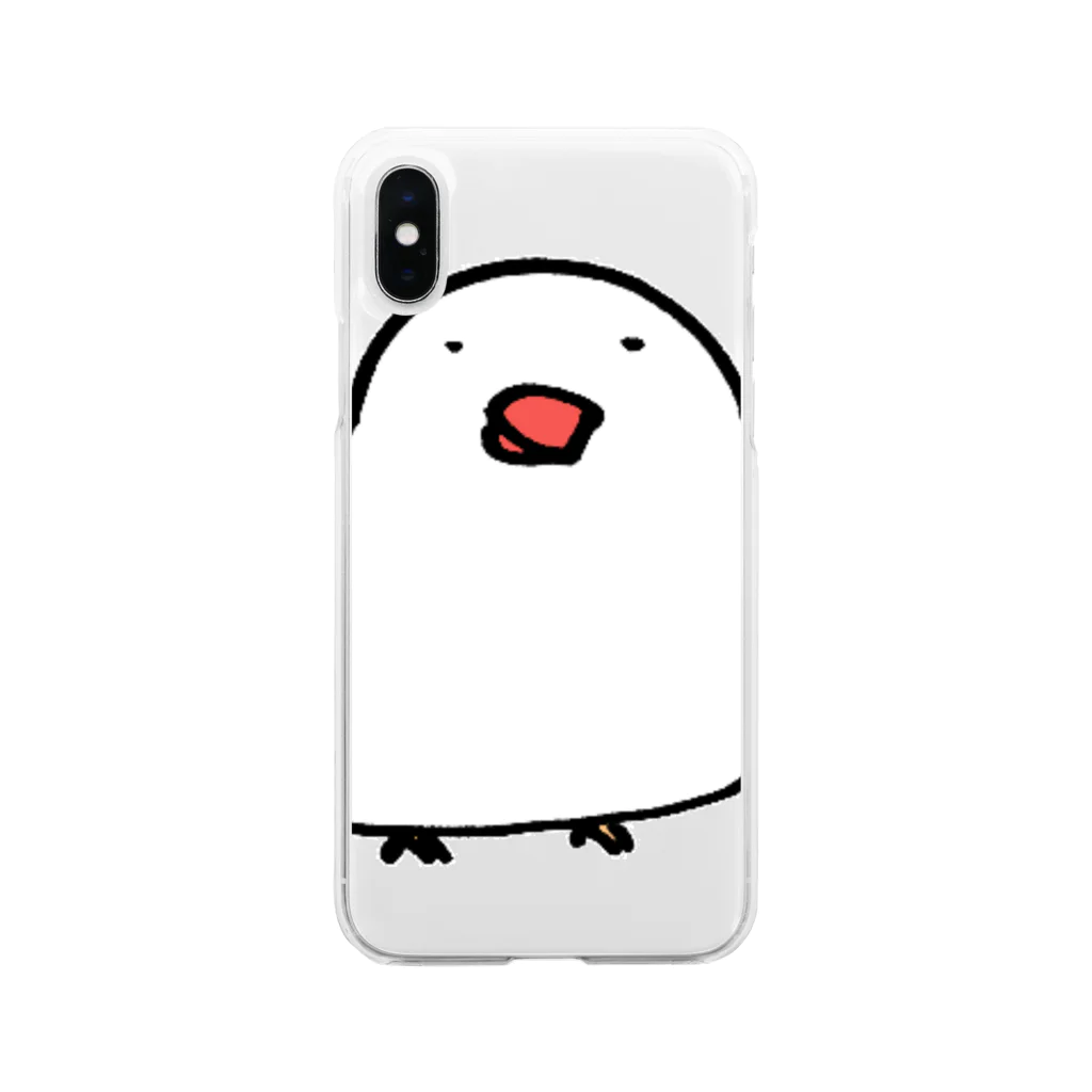 らっこボールのゆるっと かわいい 文鳥さん Soft Clear Smartphone Case