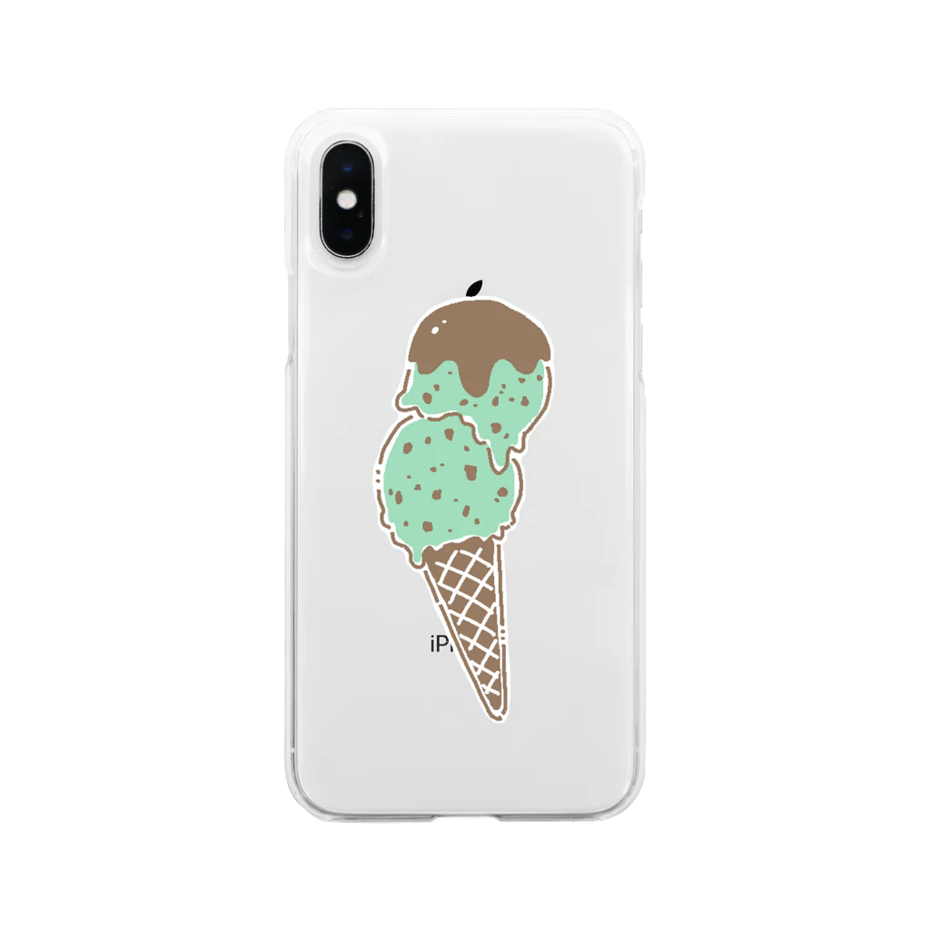 chocomiのチョコミントアイス Soft Clear Smartphone Case