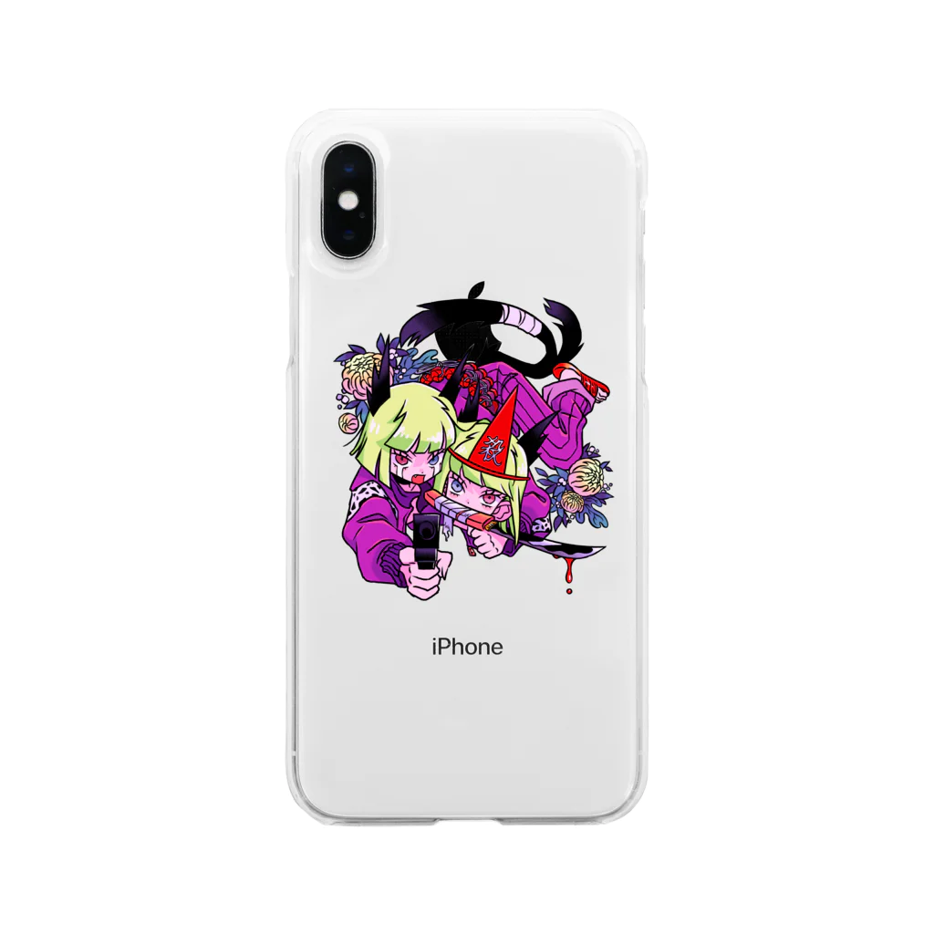 メイドイン極楽スズリ店の双子 Soft Clear Smartphone Case